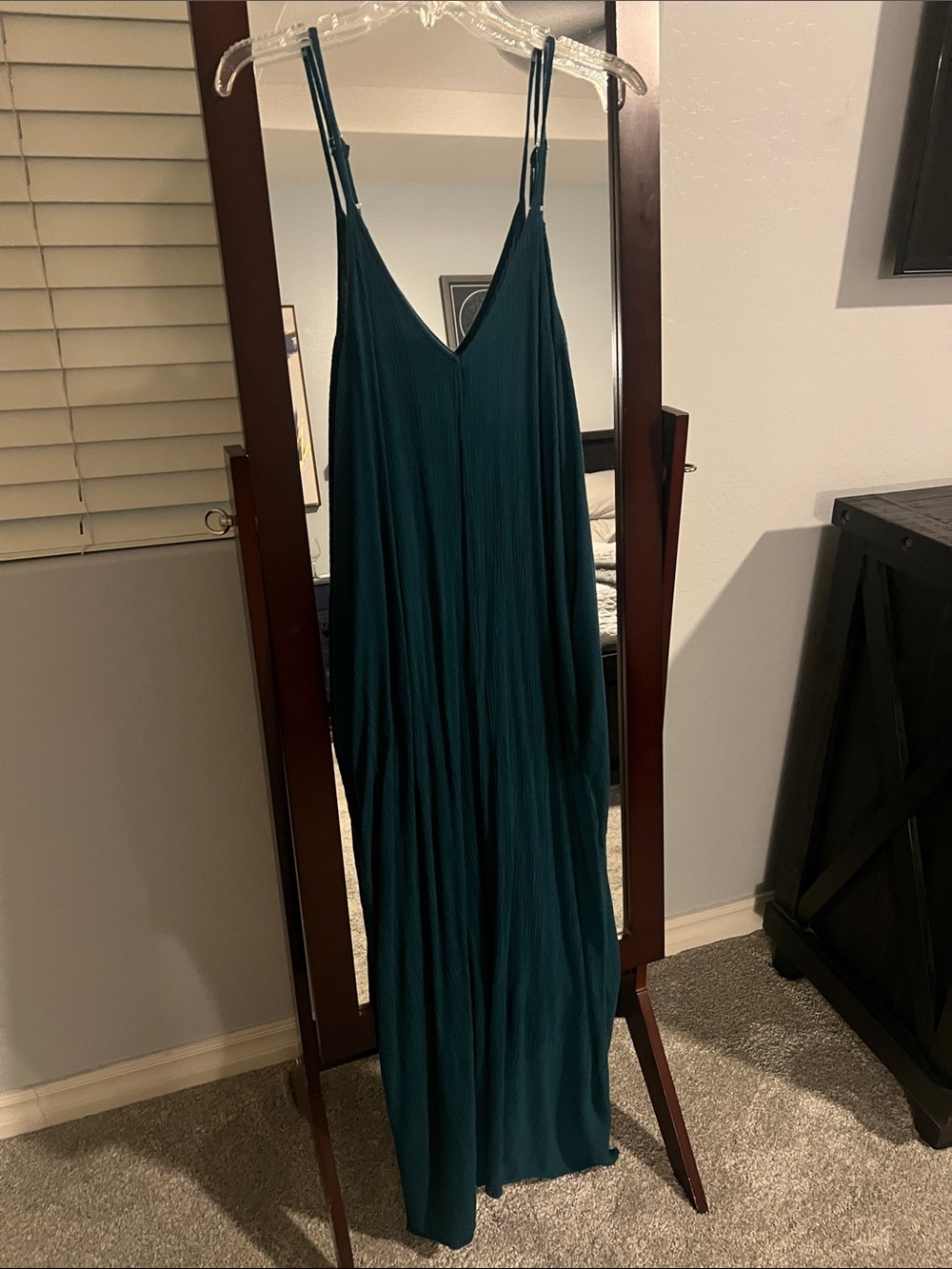 lovestitch Teal Spaghetti-Strap Pleated Maxi Dress